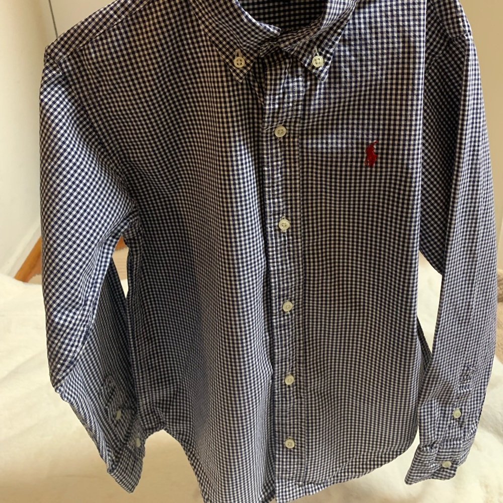 Ralph Lauren Blue and White boys young size 7 , long sleeve.